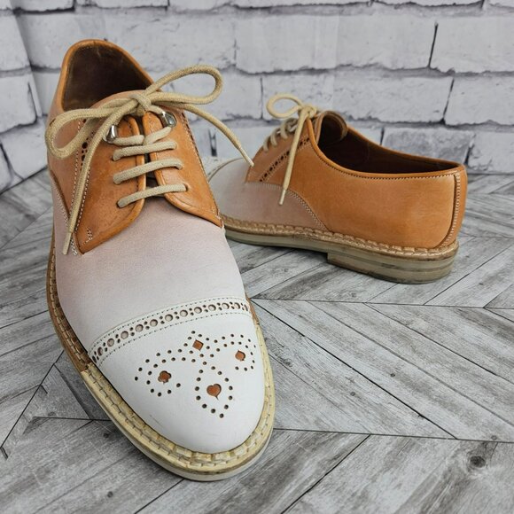 Jimmy Choo Womens EU 40 US 9 Shoes Tan Cap Toe Leather Oxford Italy Made Luxury - Picture 1 of 16